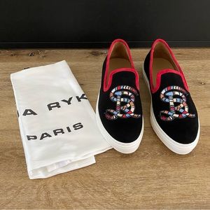 Sonia Rykiel slip on sneaker velvet snake logo